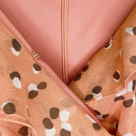 All in Favor Women's M Spaghetti Strap Ruched Front Dress Mauve Spots Dusty Pink - Picture 4 of 11